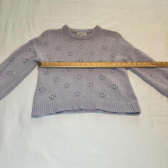 Madewell Purple Floral Pointelle Crew Neck Sweater 100% Cotton Womens Small - Picture 7 of 8